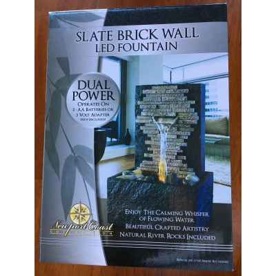 Slate Brick Wall LED Water Fountain - New   392086590666